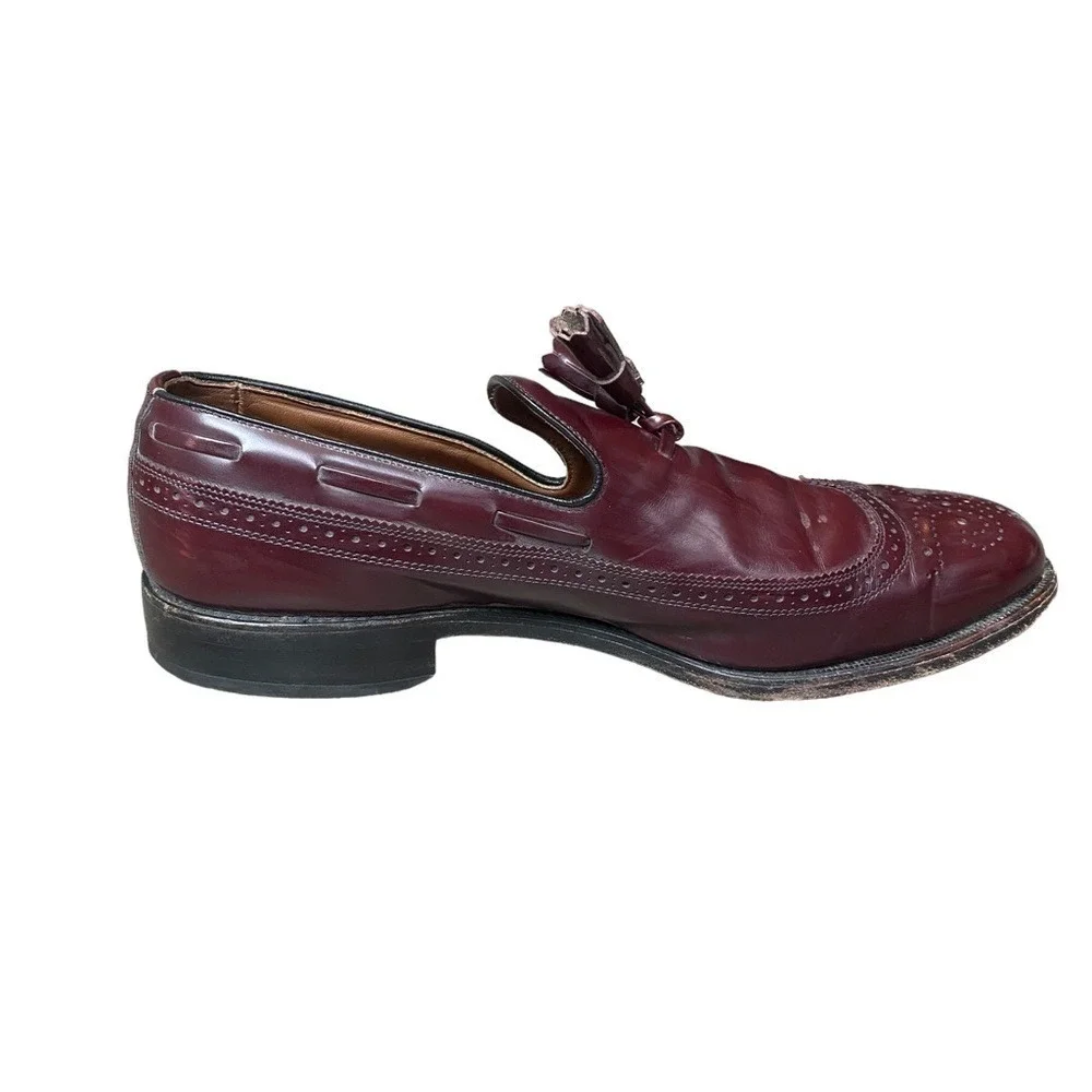 Allen Edmonds Mens Berwick Tassel Oxford Wing Tip Shoe Size 9 Burgundy Leather